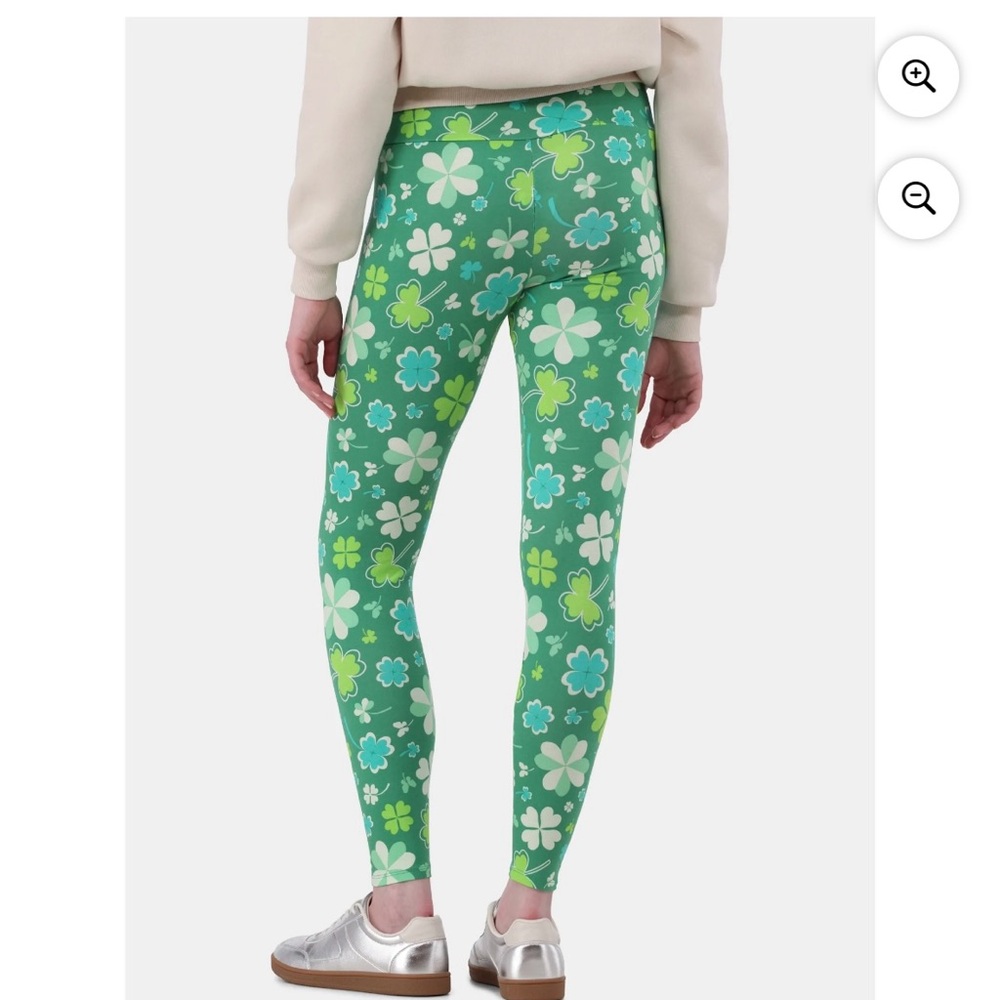 Shamrock Clover Print Leggings Size L NEW - Picture 4 of 5